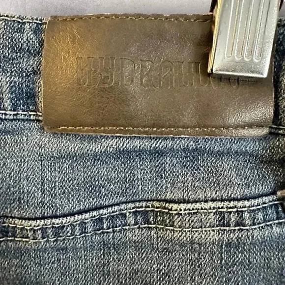 Hydraulic Jean skirt Tribeca mid rise womens denim skirt size 10 with pearls - Picture 8 of 12